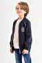 Double Pocket Zippered Lined Embroidered Linen Boy Jacket - 4