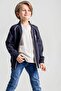 Double Pocket Zippered Lined Embroidered Linen Boy Jacket