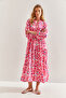 Women's Pink Multi Patterned Viscose Dress 60171051 - 3