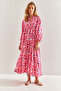Women's Pink Multi Patterned Viscose Dress 60171051 - 2