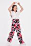 Viscose Relaxed Fit Wide Leg Patterned Girls' Trousers - 8