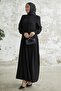 Frill Placket Asymmetric Cut Ferace - Black - 5