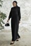 Frill Placket Asymmetric Cut Ferace - Black - 4