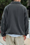 Men's Anthracite Fleece Oversize Sweatshirt with Half Zipper - 6