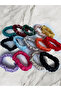 Red Women's Satin Fabric Small Scrunchie Bracelet Bagel 2-Piece Buckle Set - 5