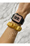 Yellow Women's Satin Fabric Small Scrunchie Bracelet Bagel 2-Piece Buckle Set - 2