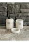 White Marble Liquid Soap Dispenser, Toothbrush HolderSolid Soap Dish Set of 3Black Accessory - 4