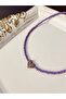 Lilac Color Heart Murano Bead Necklace