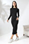 STRAIGHT BLACK PENCIL DRESS / LONG DRESS - 4