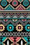 Black Turquoise Themed Motif Ethnic Patterned Vintage Decorative Carpet 3806