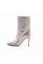 Women's Genuine Leather Microlight Sole Silver Casual Boots - 2