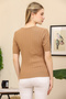 V-Neck Short Sleeve Ribbed Summer Stretchy Knitwear Badi Blouse - 2