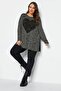 Plus Size Slit Detailed Polka Dot Sequined Long Sleeve Crew Neck Blouse302497 - 4