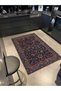 Navy Blue Orange Themed Traditional Motif Floral Patterned Vintage Decorative Carpet 3817 - 3