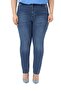 Large Size High Waist Slim Leg Blue Denim Trousers