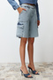 Light Blue Cargo Pocket High Waist Denim Bermuda Twoss24Sr00091 - 5