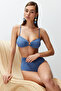 Mavi Straplez Kaplı Döküm Aksesuarlı Bikini Üstü TBESS24BU00150