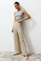 More Sustainable Bej %100 Tencel™ Düşük Bel Wide Leg Jeans TWOSS23JE00219 - 3