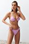 Pink Textured Triangle Tied Regular Waist Regular Bikini Set Tbess24Bt00082 - 3