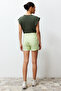 Water Green Leg Fold High Waist Denim Shorts TWOSS20SR0231 - 2