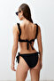 Siyah Fırfırlı Bralette Kaplı Regular Normal Bel Bikini Takımı TBESS24BT00101 - 5