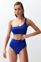 Saks Tek Omuz Kaplı Hipster Yüksek Bel Regular Basic Bikini Takımı TBESS24BT00126 - 2