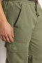 Açık Haki Unisex Regular Fit Lastikli Beli Bağlamalı Kargo Cepli Pantolon TMNSS24PL00003 - 3