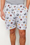 Gray Regular Fit Printed Knitted Shorts Pajamas Set TMNSS23PT00000 - 5