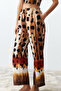 Leopard Pattern Woven 100% Cotton Blouse Trousers Set Tbess24Au00013 - 5