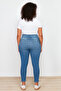 Koyu Mavi Süper Yüksek Bel Esnek/Stretch Büyük Beden Skinny Jeans TBBSS24CJ00027 - 6