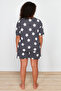 Anthracite Star-Patterned Knit Pajama Set with Shorts TBBSS24AI00027 - 6