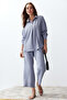 Gray Buttoned Blouse and Pants Woven Top and Bottom Set TWOSS24AU00108 - 2