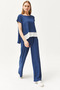 Women's Indigo Top Blouse Bottom Pants Set TKM-19000273 - 4