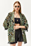 Women's Palm Green Tasseled Loose Knitted Kimono KMN-00000056 - 3
