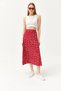 Women's Japanese Red Elastic Waist Patterned Long Skirt ETK-19000259 - 7