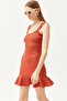 Women's Tile Heart Collar Ruffle Mini Honeycomb Dress ELB-19002095 - 4