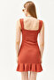 Women's Tile Heart Collar Ruffle Mini Honeycomb Dress ELB-19002095 - 6