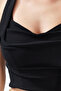 Black Crop Tie-Dye Detailed Woven Bustier Tprss24Bs00027 - 5