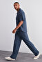 Indigo Rahat/Wide Leg Dokulu Gizli Bağcıklı Tek Parça Eşofman Altı TMNSS23EA00013 - 3