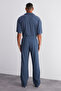 Indigo Rahat/Wide Leg Dokulu Gizli Bağcıklı Tek Parça Eşofman Altı TMNSS23EA00013 - 6