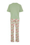 Yeşil %100 Pamuklu Çiçekli Örme Pijama Takımı THMSS24PT00230 - 8