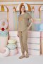 Women's Short Sleeve Oil Green Pajamas Set C3T0N551 - 3
