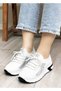 Women's White Thick Platform Sole Knitwear Stoned Shiny Light Walking Casual Sneaker Sports Shoes - 2