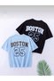 Girl-boy 2-Pack Back Boston 25 Printed Black-Baby Blue Jersey T-Shirt