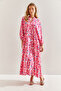Women's Pink Multi Patterned Viscose Dress 60171051 - 7