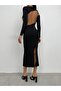 New Season Crew Neck Back Low-cut Slit Evening Dress - 4