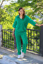 V Polo Neck Short Sleeve Basic Blouse Pipe Leg Elastic Waist Trousers Summer Knitwear Double Set