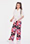 Viscose Relaxed Fit Wide Leg Patterned Girls' Trousers - 4