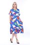 Plus Size Knee-Length Sleeve And Skirt Ruffle detailed short sleeve Stylish Pocket Viscose Combed Cotton Dress - 4