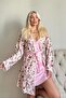 Light Pink Svila Exclusive Knitted Nightgown with Dressing Gown Women's Pajamas Set - 3